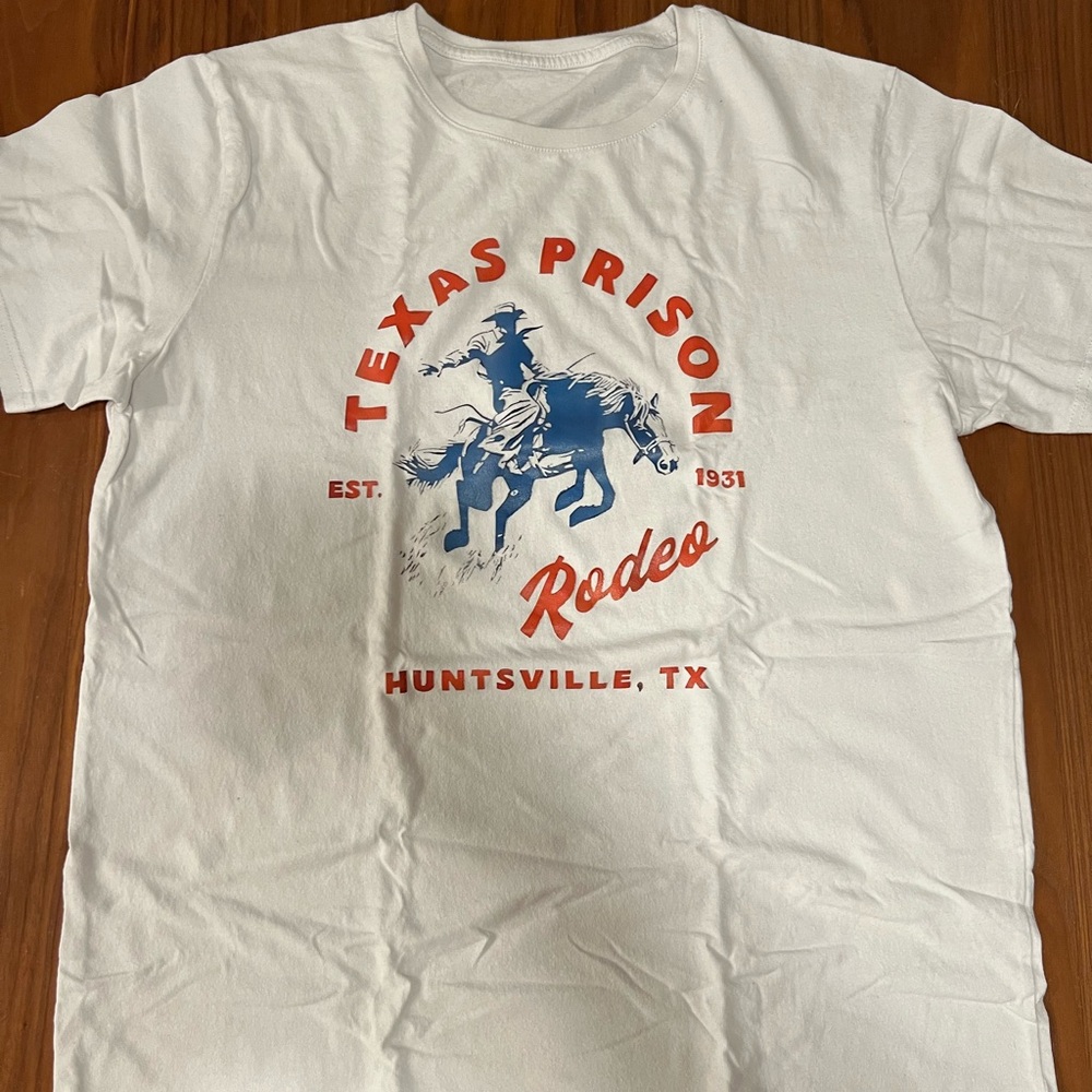 TEXAS Prison Rodeo White Graphic T-Shirt